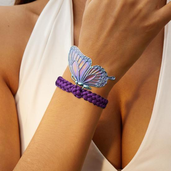 Hand-Woven Butterfly Bracelet Traditional Knitting Techniques Adjustable Wristband Meaningful Gift Wrist Accessory