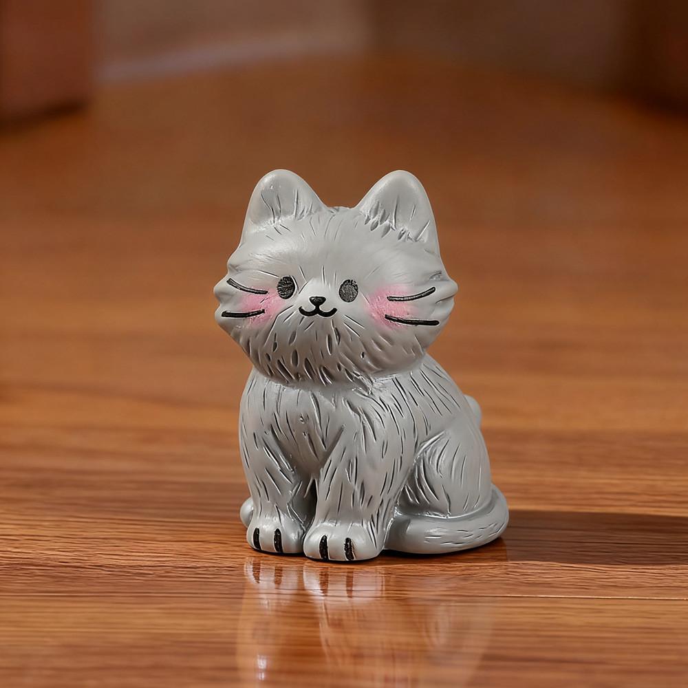 6Pcs/set Cartoon Cat Animal Miniatures Resin Desktop Ornaments Fairy Garden Decoration Micro Landscape