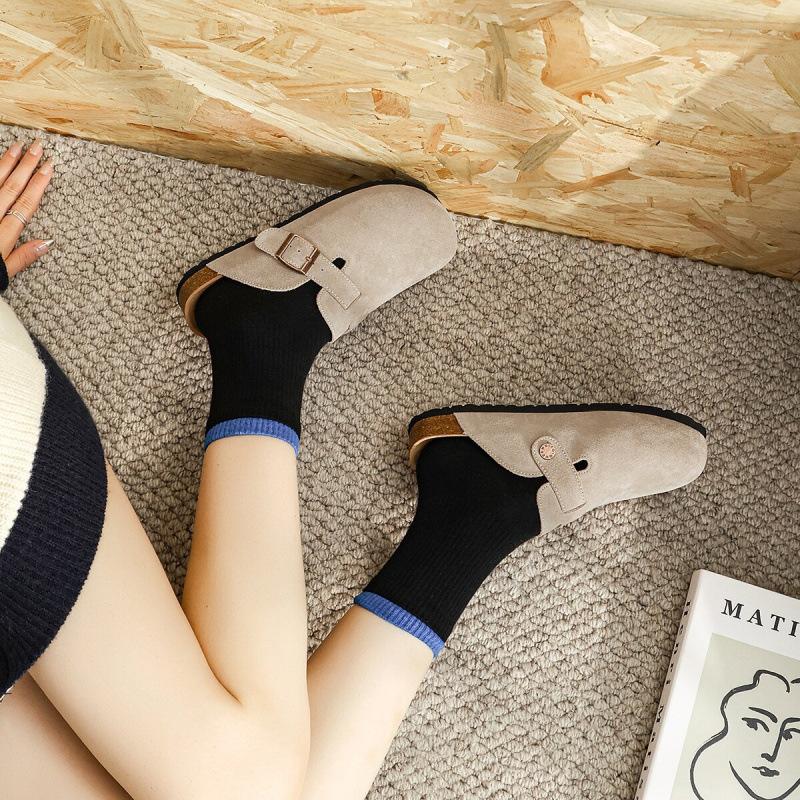 Leather lazy retro baotou women increase their height in summer and wear big head shoes outside