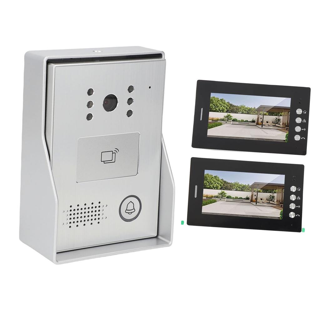 Smart Doorbell 7 Inch High Definition Screen 2 Units Card Access Control Video Intercom Doorbell for Villa GB Plug