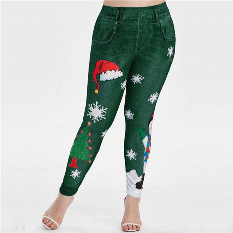 

Christmasprint Casualslim Pencil Pants Christmas Print Casual Slim Fit Pencil Pants Green L