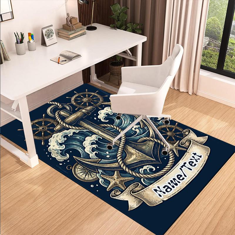 1PC Custom Name Nautical Anchor Adventure Theme Floor Mat Ideal for Living Room, Game Rooms, Office, Bedroom,Floor Mat Playful Design