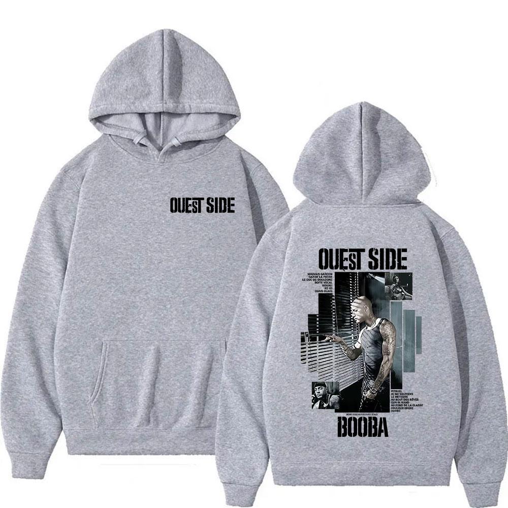 Rapper BOOBA OUEST SIDE Tour 2025 Graphic Hoodie Hip Hop Fleece Pullover Sweatshirt Vintage Long Sleeve Hoodies Streetwear