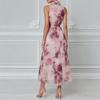 Spring New, Fashionable and Elegant Printed Wooden Ear Edge Sleeveless Dress