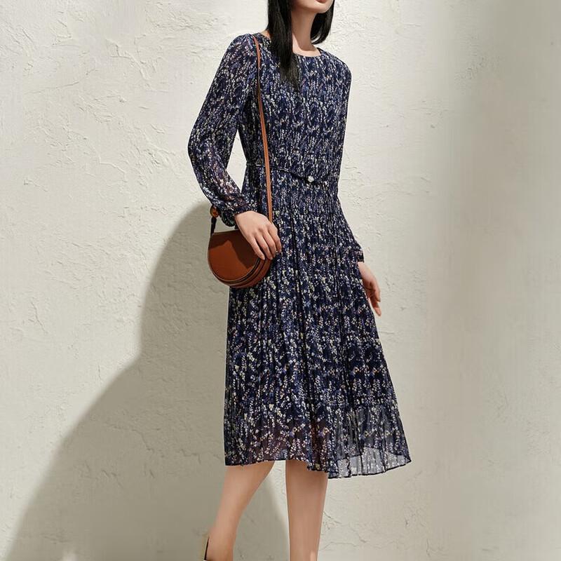 JUZI ANNACAU Elegantes Floral-Falten-Chiffonkleid