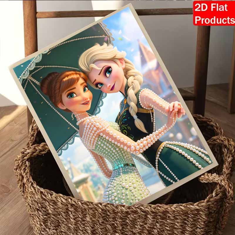 Disney Pearl Painting Anna and Elsa DIY Pearl Art Painting Pearl Gem Painting Pictures Crafts Special Shape Home Wall Decoration
