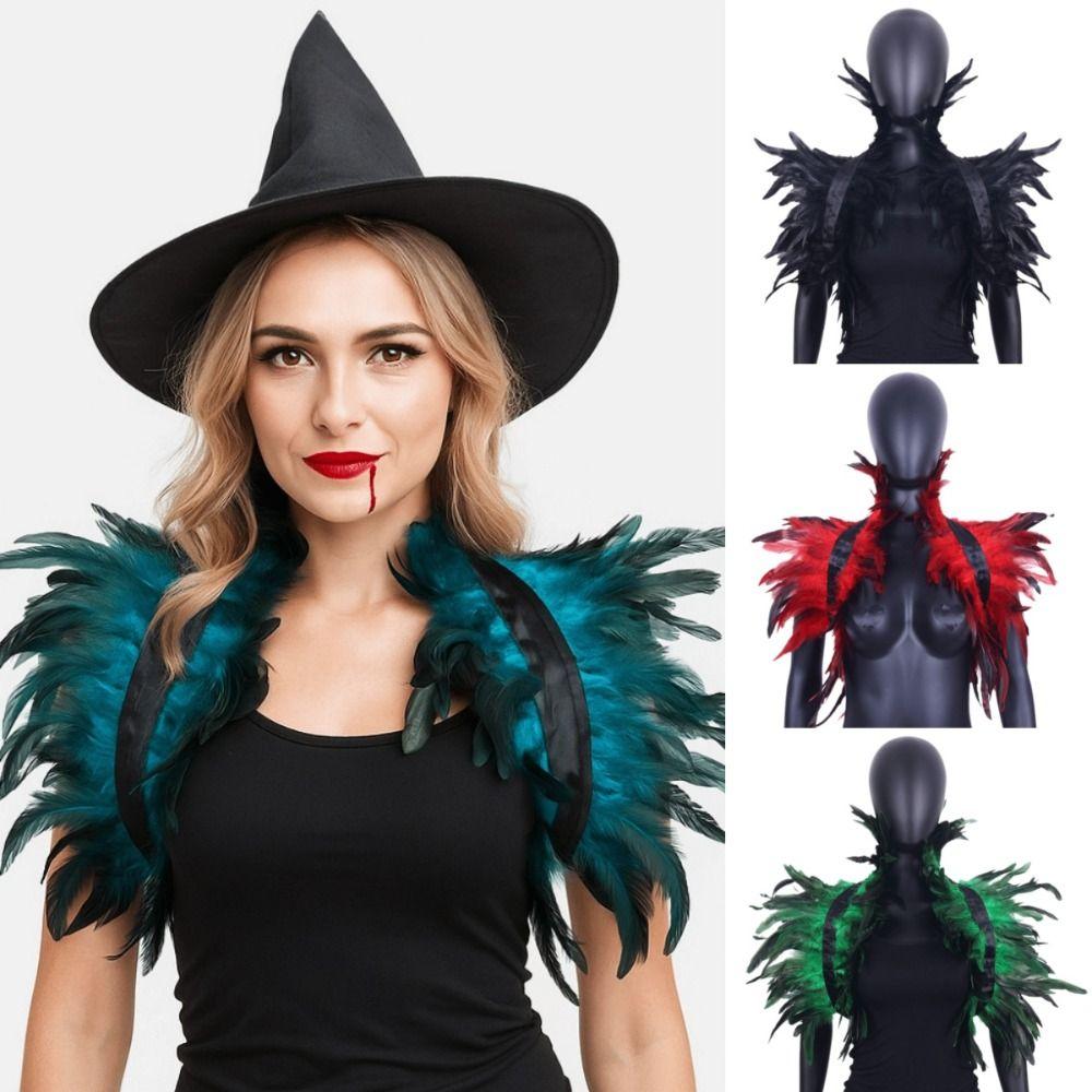 Neck Wrap Luxury Feather Shawl Halloween Punk Adjustable Feather Shrug Shawl Retro Gothic Shoulder Fake Collar Women