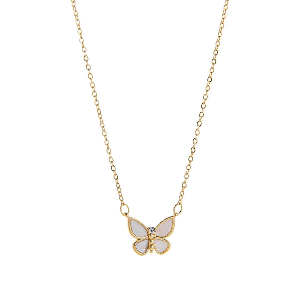 Gold Butterfly Round Photo Pendant Necklace: Electroplated Titanium Steel, Openable, Simple European & American Style with Flying Bird Design.
