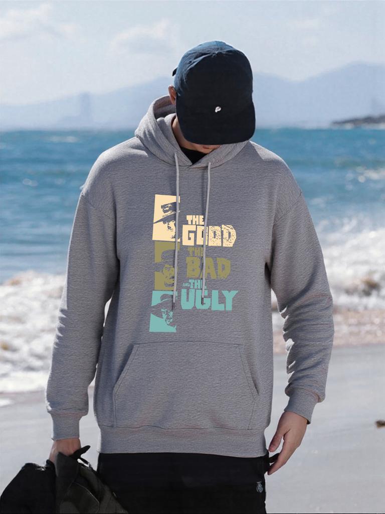 The Good Bad Ugly Printing Men Hoodie All-Match Autumn Streetwear Comfortable Oversized Hoody Fleece Pocket Unisex Pullover