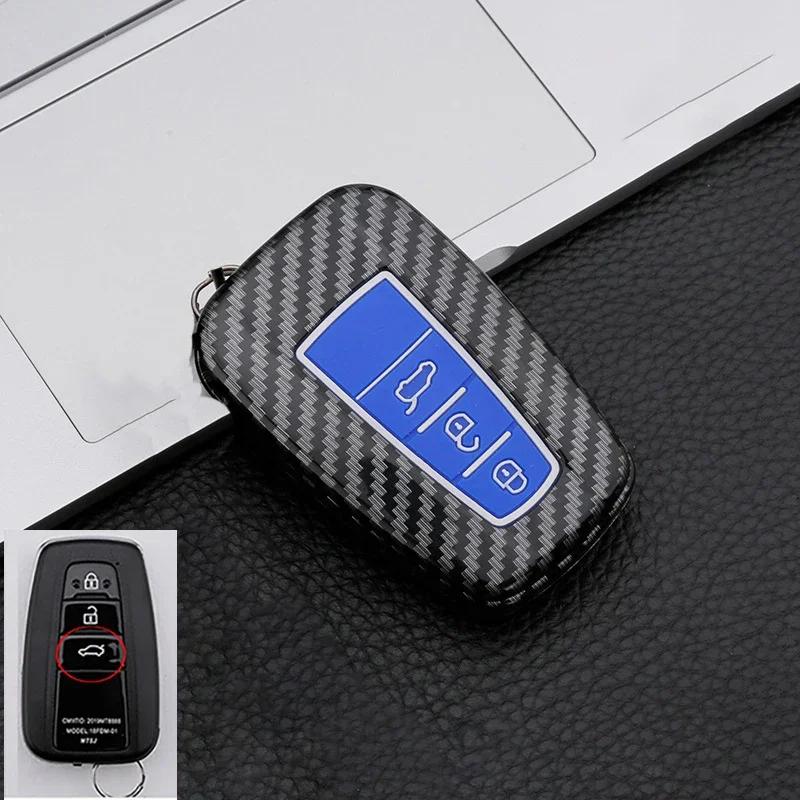 ABS Carbon Fiber Car Key Case Cover Shell For Toyota Prius Camry Corolla CHR C-HR RAV4 Land Cruiser Prado Protector Accessories