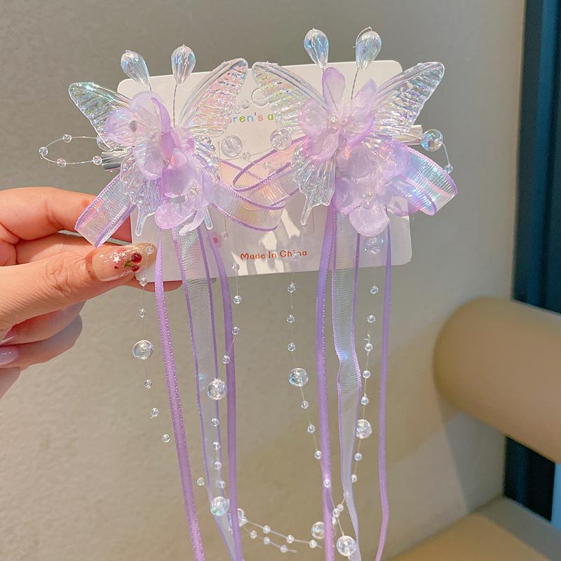 Chinese Style Hanfu Hairpin Set for Girls - Includes Hair Clips, Swaying Tassels, and Butterfly Accessories