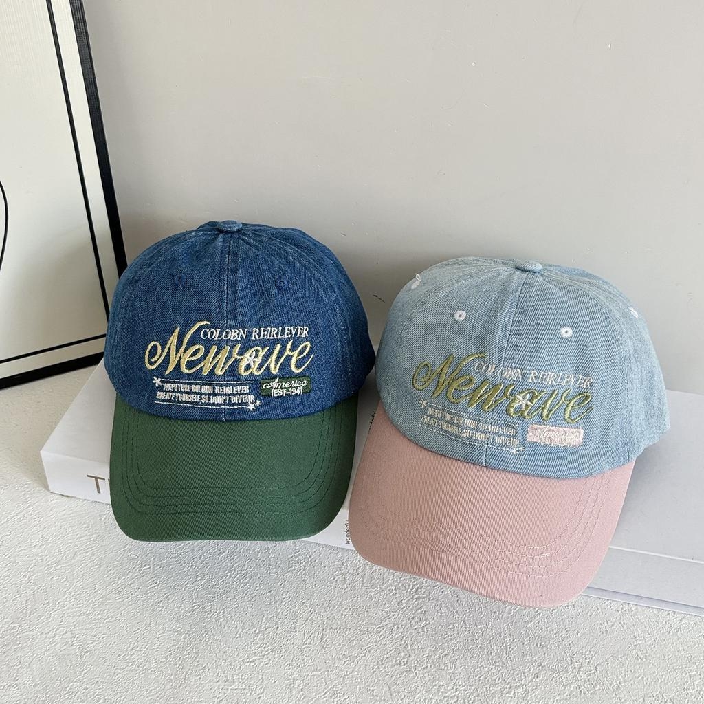 Letter Embroidery Baseball Hat for Women Fashion Patchwork Denim Adjustable Sunshade Duckbill Cap Korean Girls Casual Sports Hat