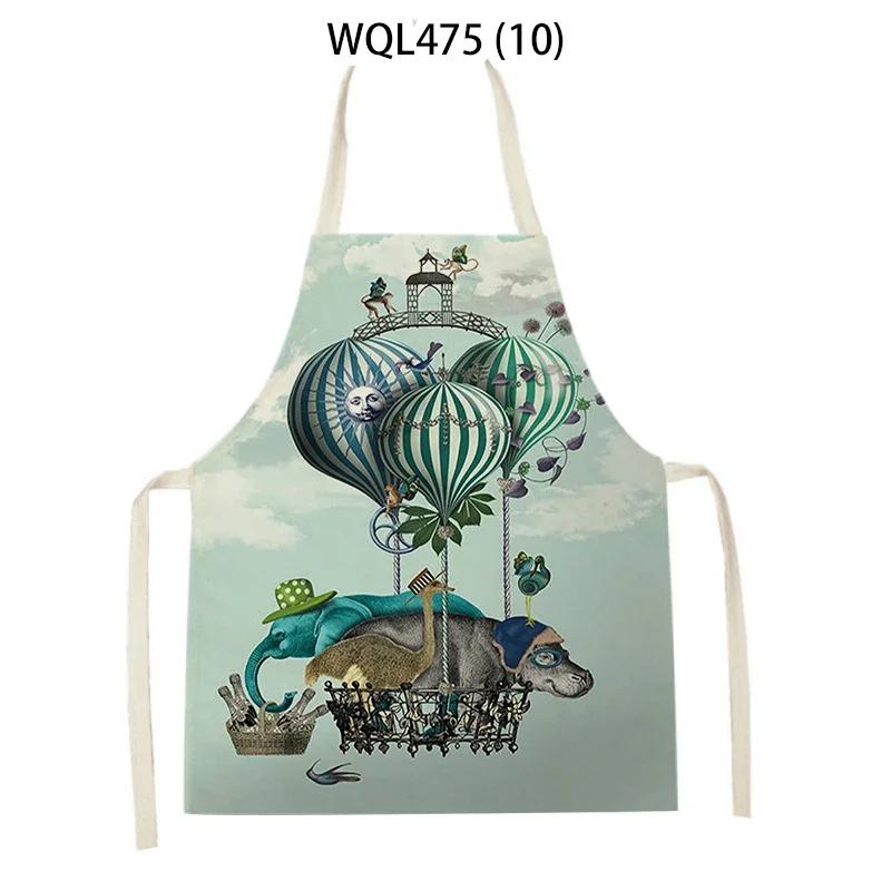 Cartoon Dog Printed Sleeveless Kitchen Aprons Animal Rabbit Fox Pattern Cooking Baking Waist Bib Household Cleaning Pinafore