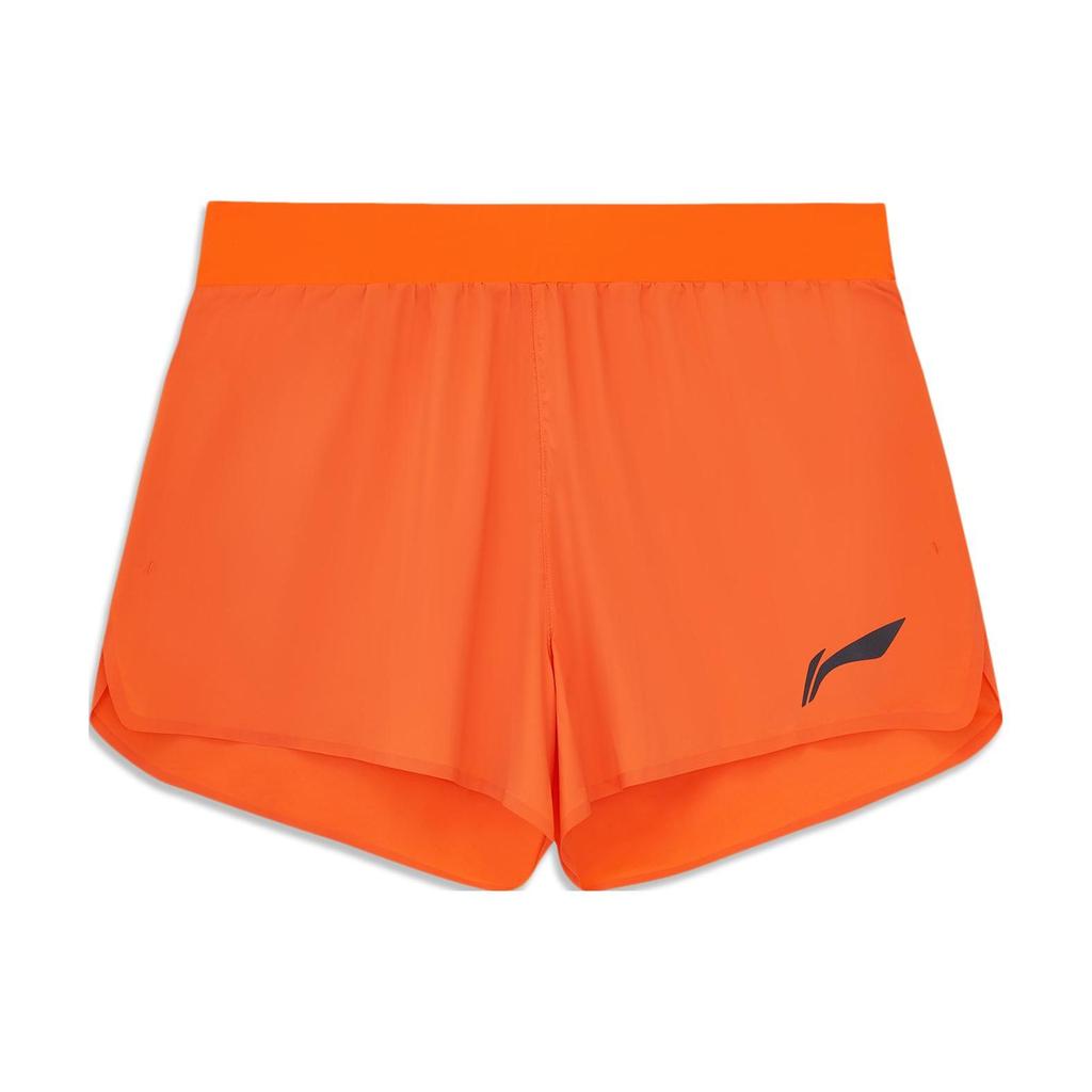 Li Ning Running Series Solid Color Logo Mid Waist Straight Leg Sports Shorts Men Shorts Orange AKSU003-3