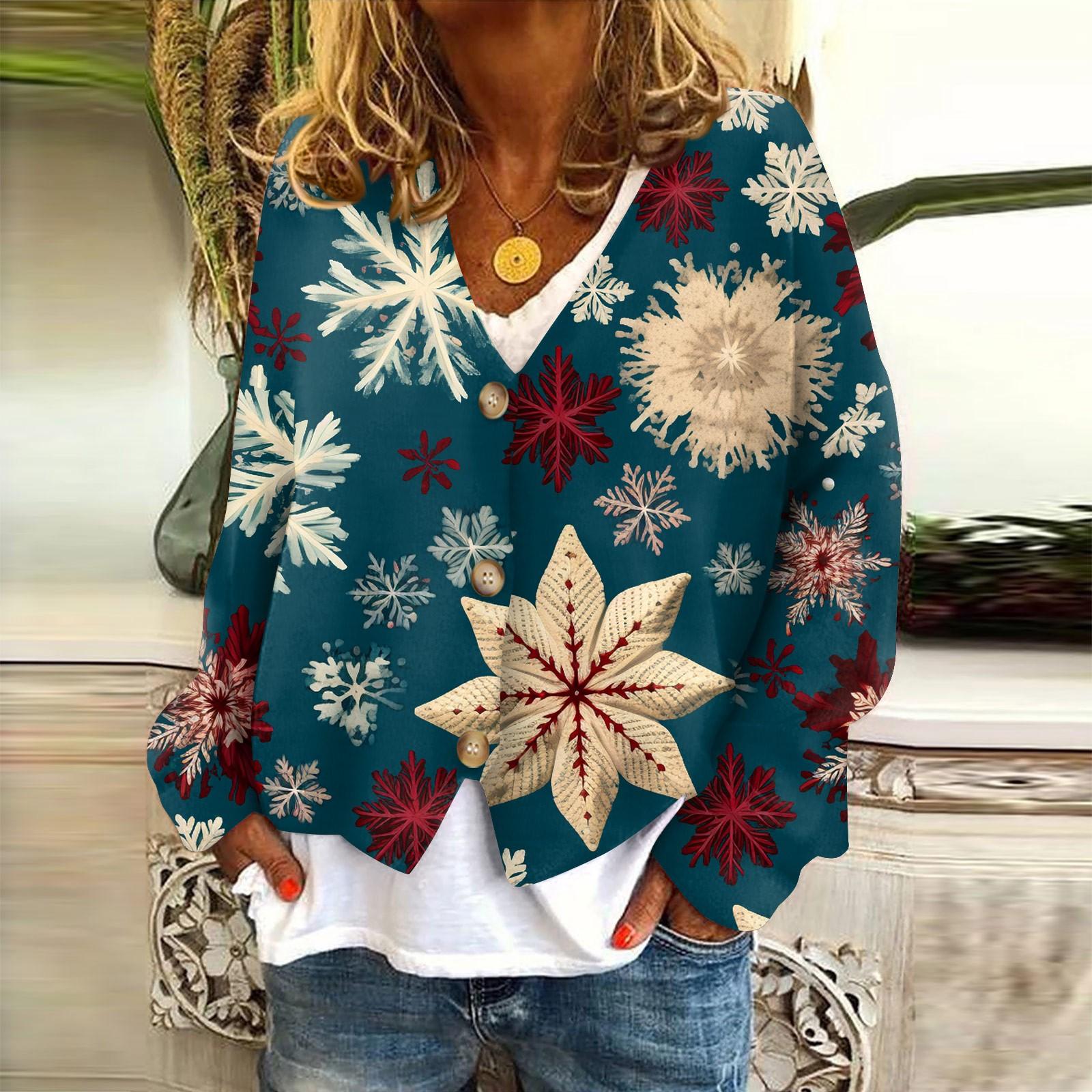 

Женская куртка, модная, повседневная, с рождественским принтом, с длинным рукавом, пальто XXL