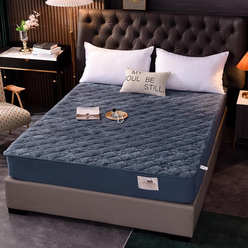 New Lamb Fleece Cotton Fitted Sheet, Warm and Thickened Single and Double Fitted Sheet, Mattress Protection Cover