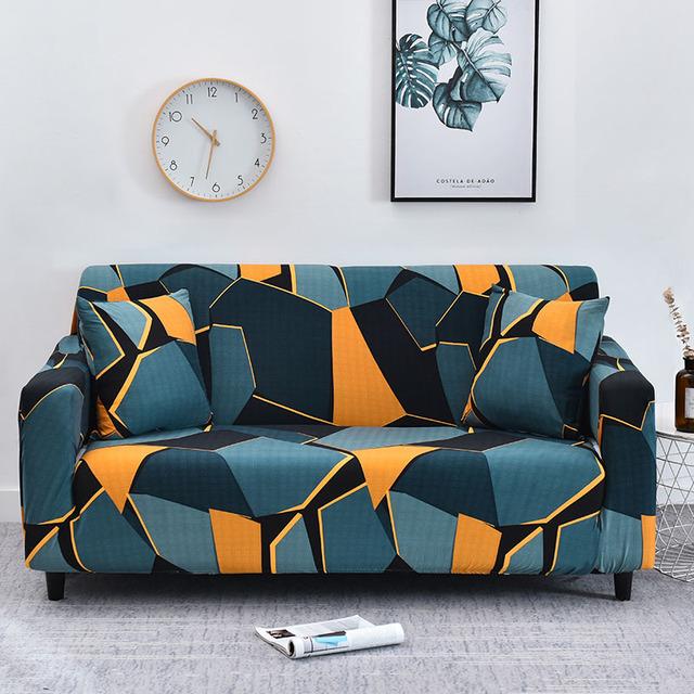 Elastic Triangle Pattern Sofa Cover Stretch Sofa Covers for Living Room Sofa Towel Slip -Resistant Fully -Wrapped Couch Cover