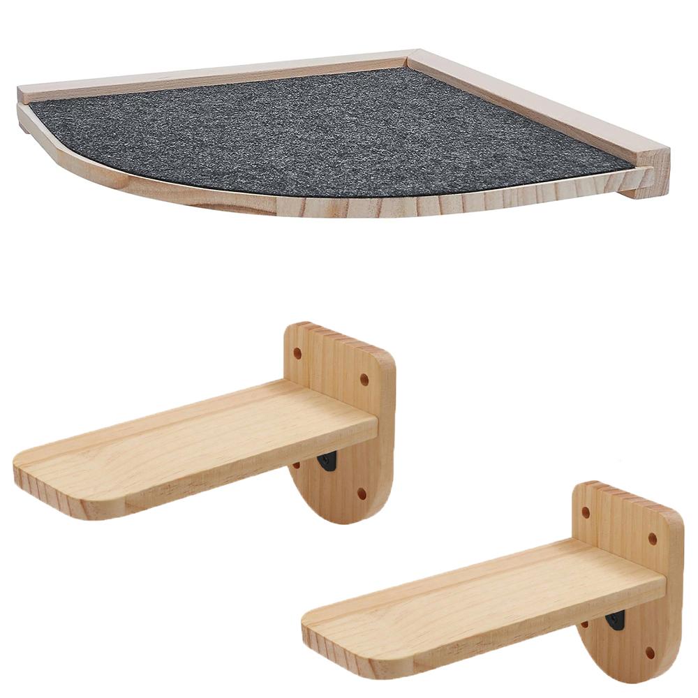 Wall Mounted Cat Climbing Shelves Hammock Wooden Cat Tree Tower Stairs House Cats Walk Playground Pet Furniture Accessories