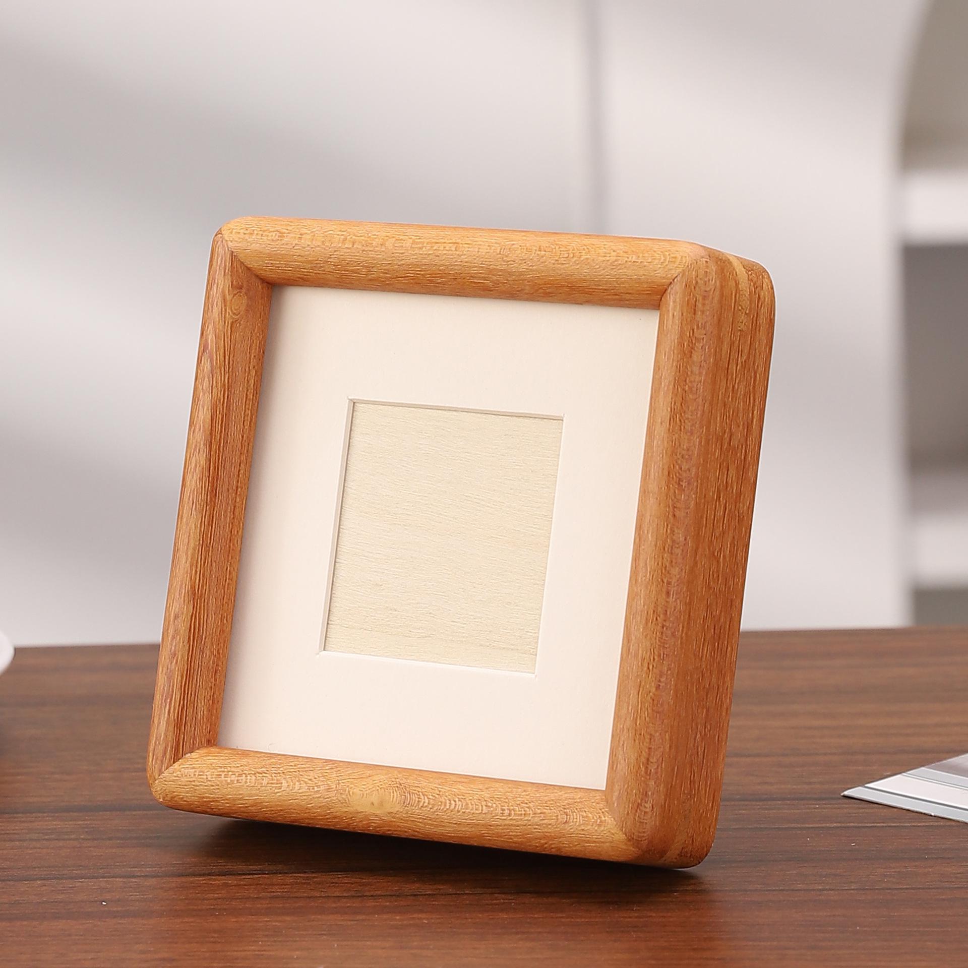 

Black Walnut 4-Inch Square Solid Wood Photo Frame with Chinese-Style Mortise and Tenon, Ideal for Photo or Calligraphy Display Square 4 inches (inner diameter 10*10cm)