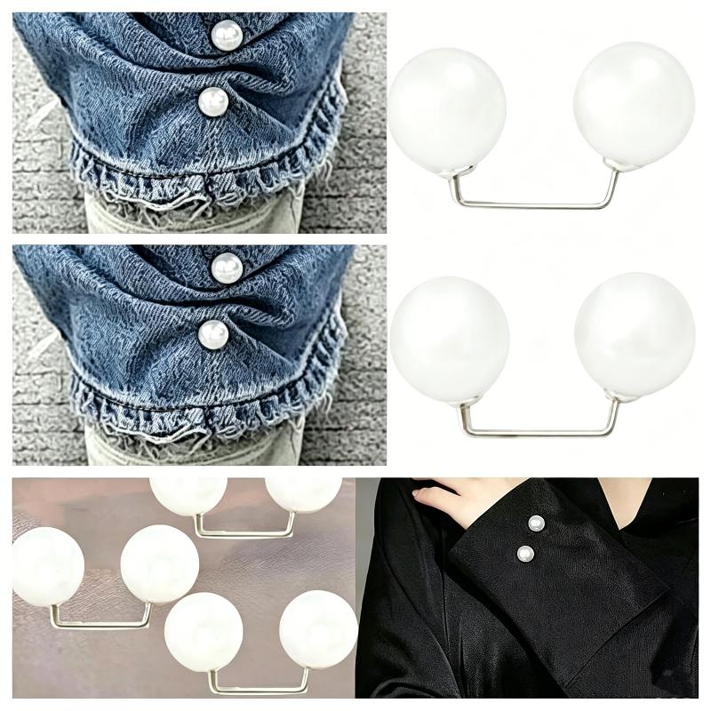 Pearl Sleeve Clips 2 Pack No Sew No Trace Clothing Holders for Adjusting Long Sleeves Weekend Outings