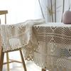 Hollow Decorative Table Cloth Beige Crochet Tablecloth Tassel Lace Rectangular Dining Table Cover Wedding Room Decor Aesthetic