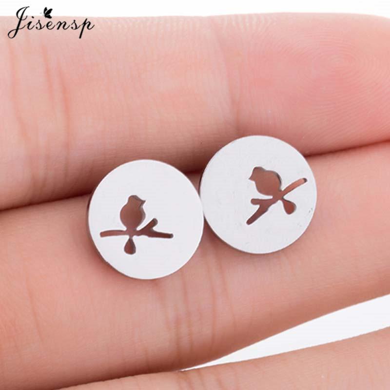 Multiple Mini Stainless Steel Bird Jewelry Earrings  Trend For Women Girls Cute Crane Parrot Bee Hummingbird Studs oorbellen