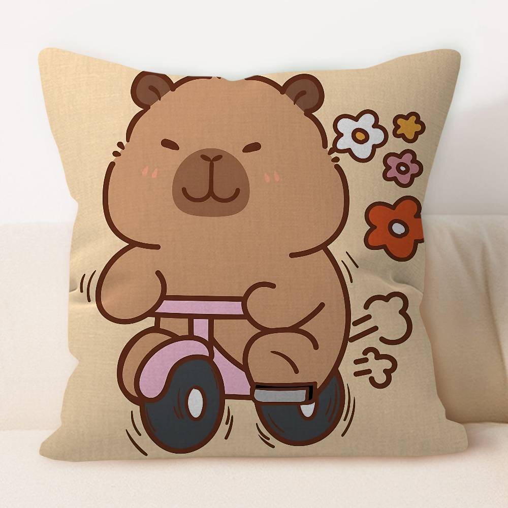 

Cartoon Capybara Hippo Pillow Cushion Cover Pillowcase Living Room Sofa Home Decor Customized 18x18Inch