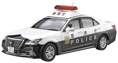 Aoshima Bunka Kyozaisha Model Car Series Toyota GRS210 Crown Patrol Car Police Plastikowy model 1/24 nr 129 '16