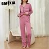 GMXIA Women's Homewear Autumn and Winter Cardigan Long-sleeved Trousers Two-piece Pajamas