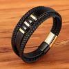 European And American Popular Stainless Steel Leather Bracelet Men's Multilayer Woven Leather Bracelet