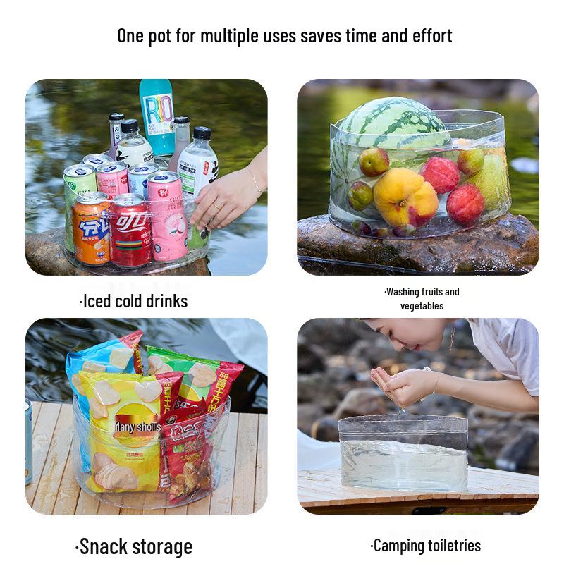 Portable Folding Transparent Washbasin for Camping, Picnic, and Travel