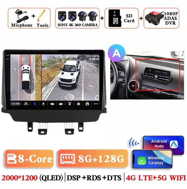 Android 14 Carplay Auto Car Radio For Mazda CX-3 CX3 Mazda 2 DK 2014 - 2017 2018 2019 2020 2021 Multimedia Player Stereo 4G DSP