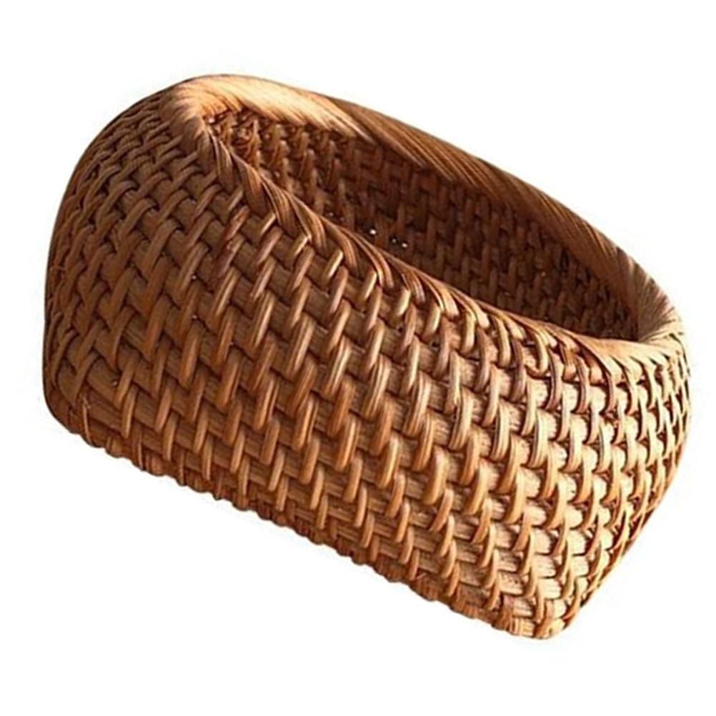Natural Rattan Woven Tea Biscuit Container Fruit Holder Snack Serving Box Rustic Decorative Storage Basket for Tea Kitchen