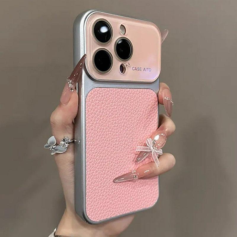 Luxury Litchi Grain Leather Matte Phone Case For iPhone 11 12 13 14 15 16 17 Pro Max Plus Air Bumper Back Cases Cover