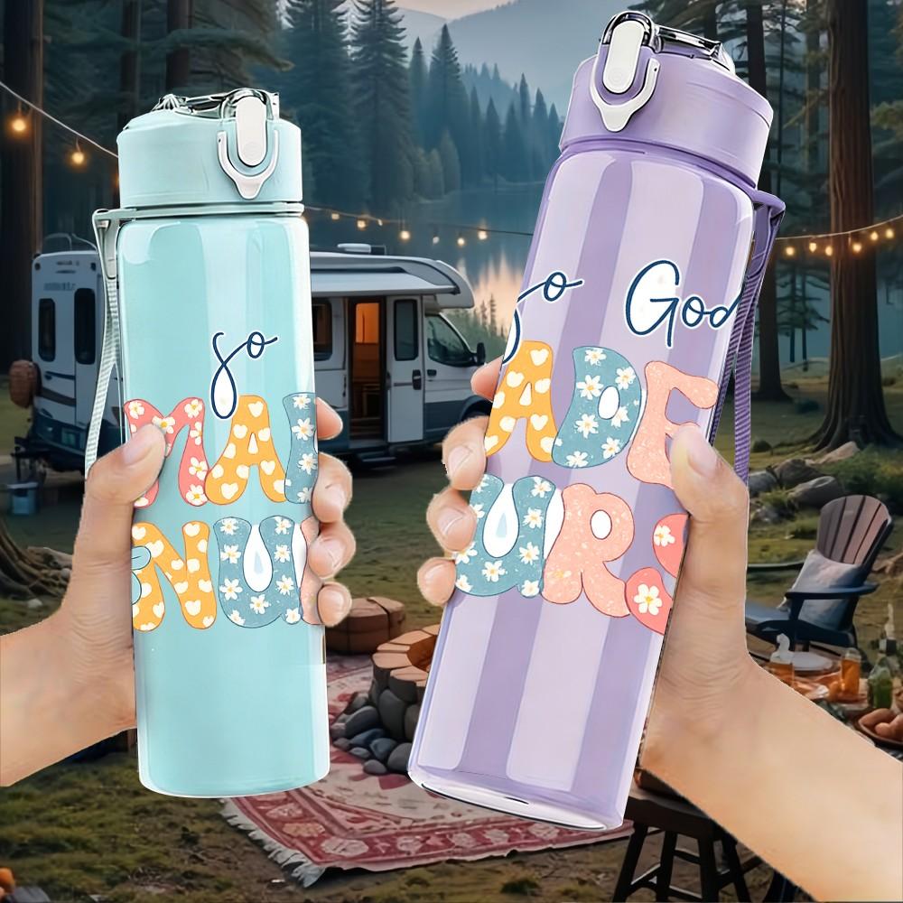 1PC Just A Girl Who Loves Her Mama Text Print 750ml Color Plastic Sports Water Bottle Leakproof Flip Straw Lid Suitable for Sports Office Home Use