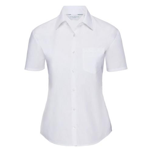 Russell Collection Ladies/Womens Short Sleeve Poly-Cotton Easy Care Poplin Shirt