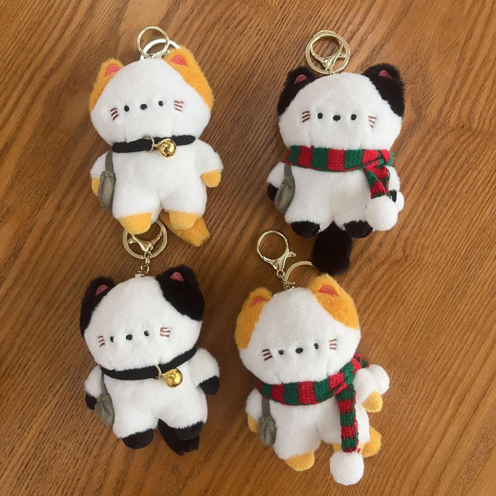 Travel Kitten Cat Plush Keyring Scarf Plush Cat Doll Keychain Plush Cat Bag Pendant  Couple Gift