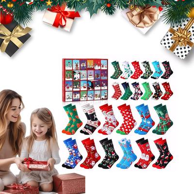 Christmas Socks Advent Calendar 2025 24 Days Christmas Countdown Calendar with 24 Pairs of Fun and Colorful Socks for Women Men