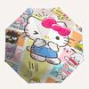 Hello Kitty and Friends Cartoon Umbrella, Portable 3-Fold Compact Umbrella, Suitable for Camping, Hiking and Travel, Ideal Easter Birthday Gift for Fa