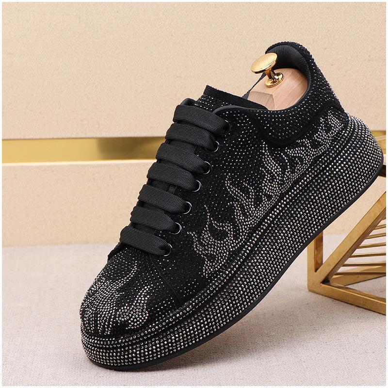 Fashion Luxury Designer Men's Rhinestone Thick Bottom Everyday All Match Shoes Causal Flats Loafers Ms Moccasins Sports Walking Sneakers