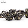 7 Pcs Black Golden Squid Metal Dice Hollow Metal Polyhedral Dice Set Suitable for Role-Playing RPG  Board Game Card Game