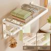 No-Drill Double Folding White Space Aluminum Towel Rack