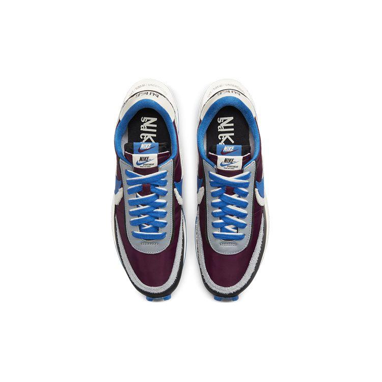Sacai x Undercover x Nike LDWaffle Night Maroon Team Royal Unisex-Sneaker Rot Blasselfenbein Grundgrau DJ4877-600