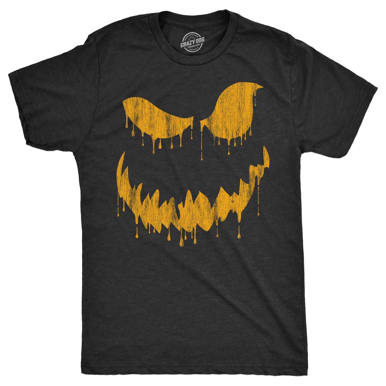 Mens Drippy Dan Pumpkin T Shirt Funny Halloween Jack O Lantern Creepy Smile Tee S разноцветный