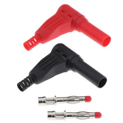 2Pcs Red+Black 4Mm Male Right Angle Insulation Banana Plug Multimeter Test