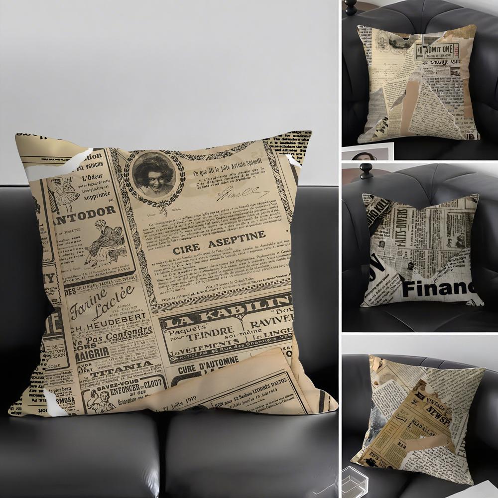 Monika Chen Unisex Newspaper Luxury Cushion Cover Pillowcase Ultra Soft Skin Friendly Fabric Cloud Like Comfort & Concealed Zipper