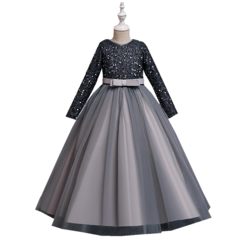 Girls' Sequin Princess Evening Gown for Birthdays and Performances