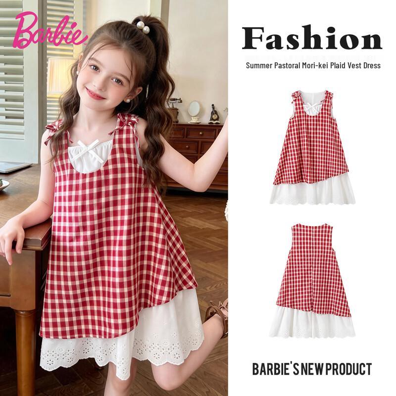 Barbie Girls  Bowknot Sleeveless Two-Piece Look Dress 140