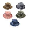 Distressed Bucket Hat Multiple Color Fishing Hat Frayed Edge Bucket Hat Adult Vacation Spring Sunproof Fisherman Hat