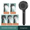 5 Mode Pressure Boost Shower Head Multifunction Adjustable Large Water Yield Shower Nozzle Massage Shower Bathroom Accessory